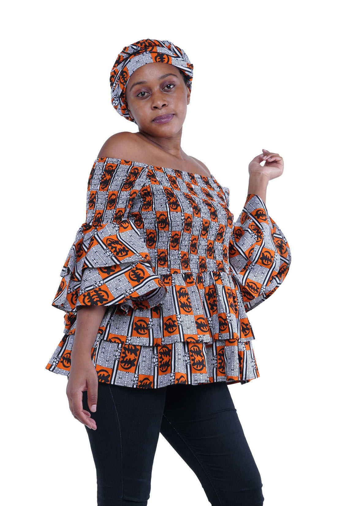 African Double Layer Smocked Top