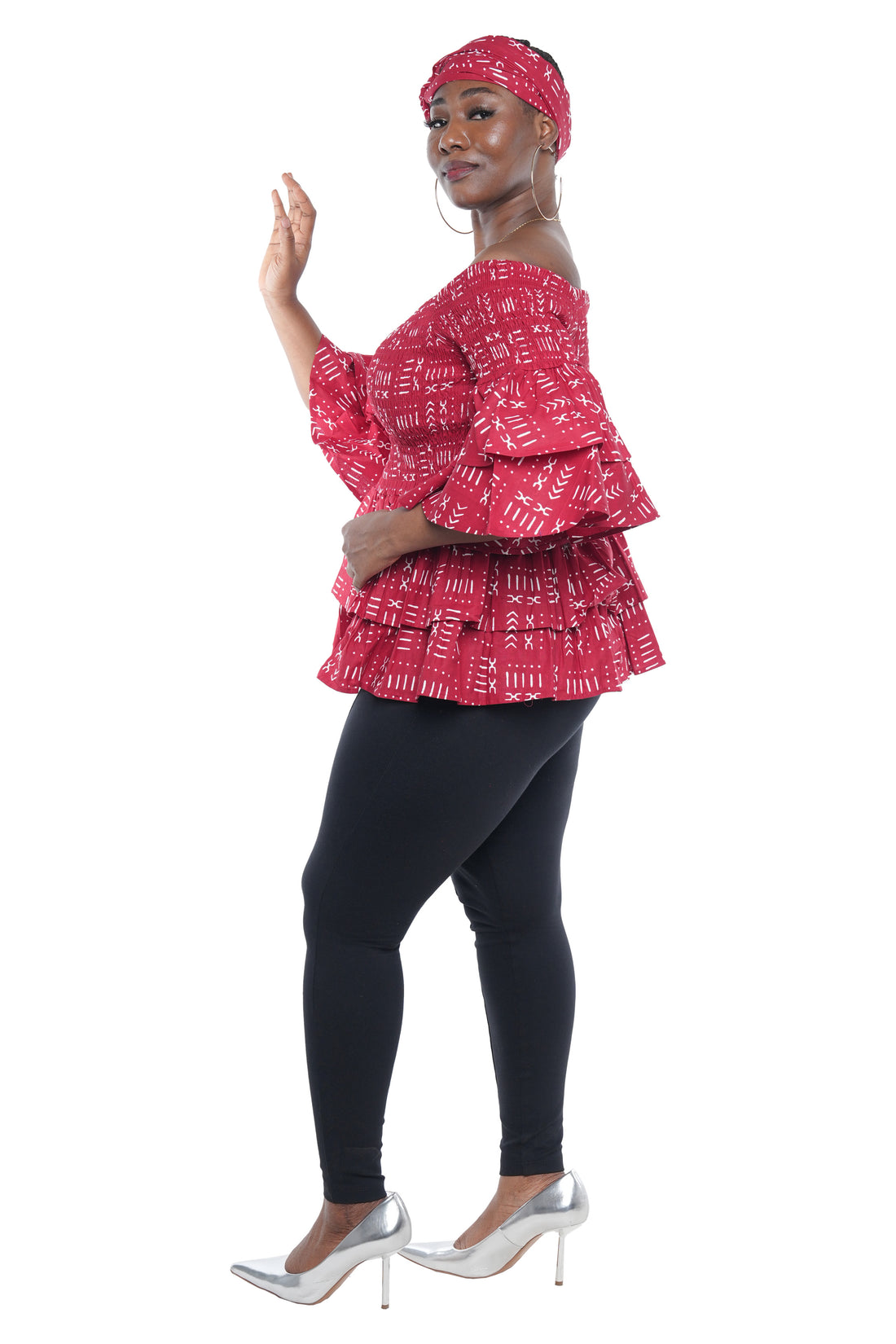 African Smocked Off Shoulder Blouse, Dashiki Afrocentric Attire, 100% Cotton