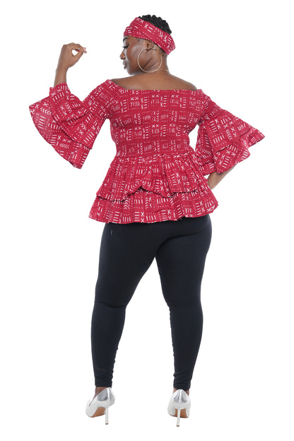 African Double Layer Smocked Top