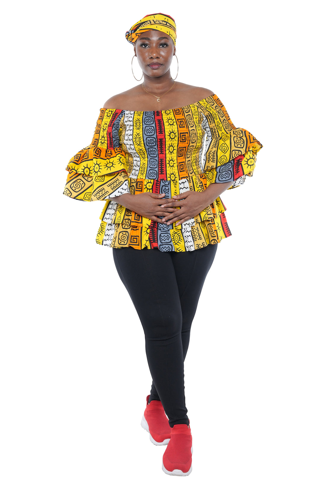 African Double Layer Smocked Top