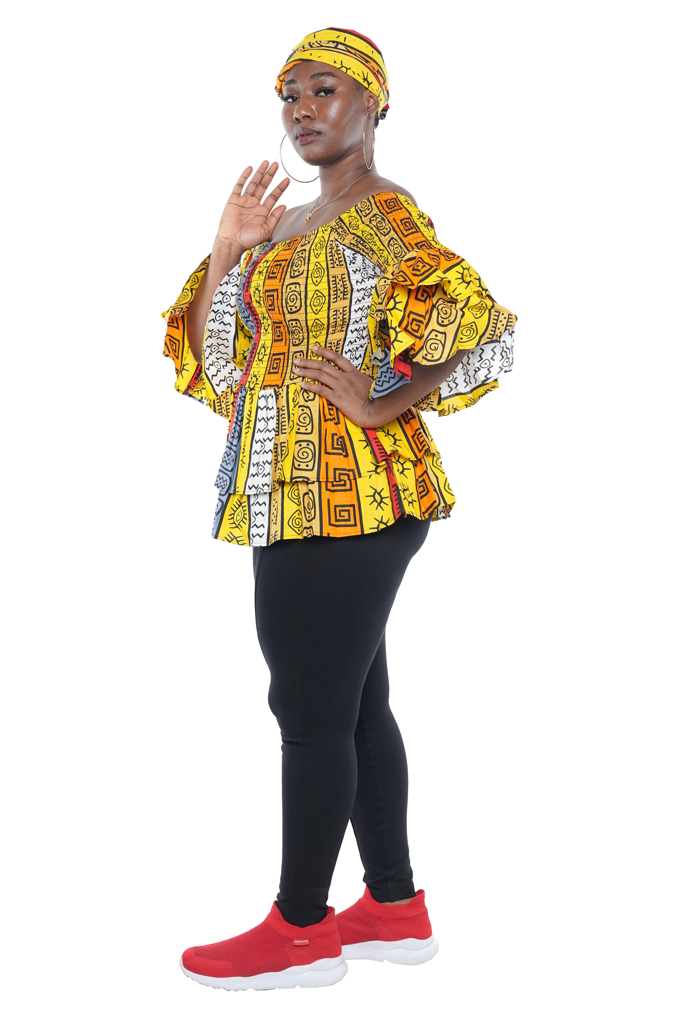 African Double Layer Smocked Top