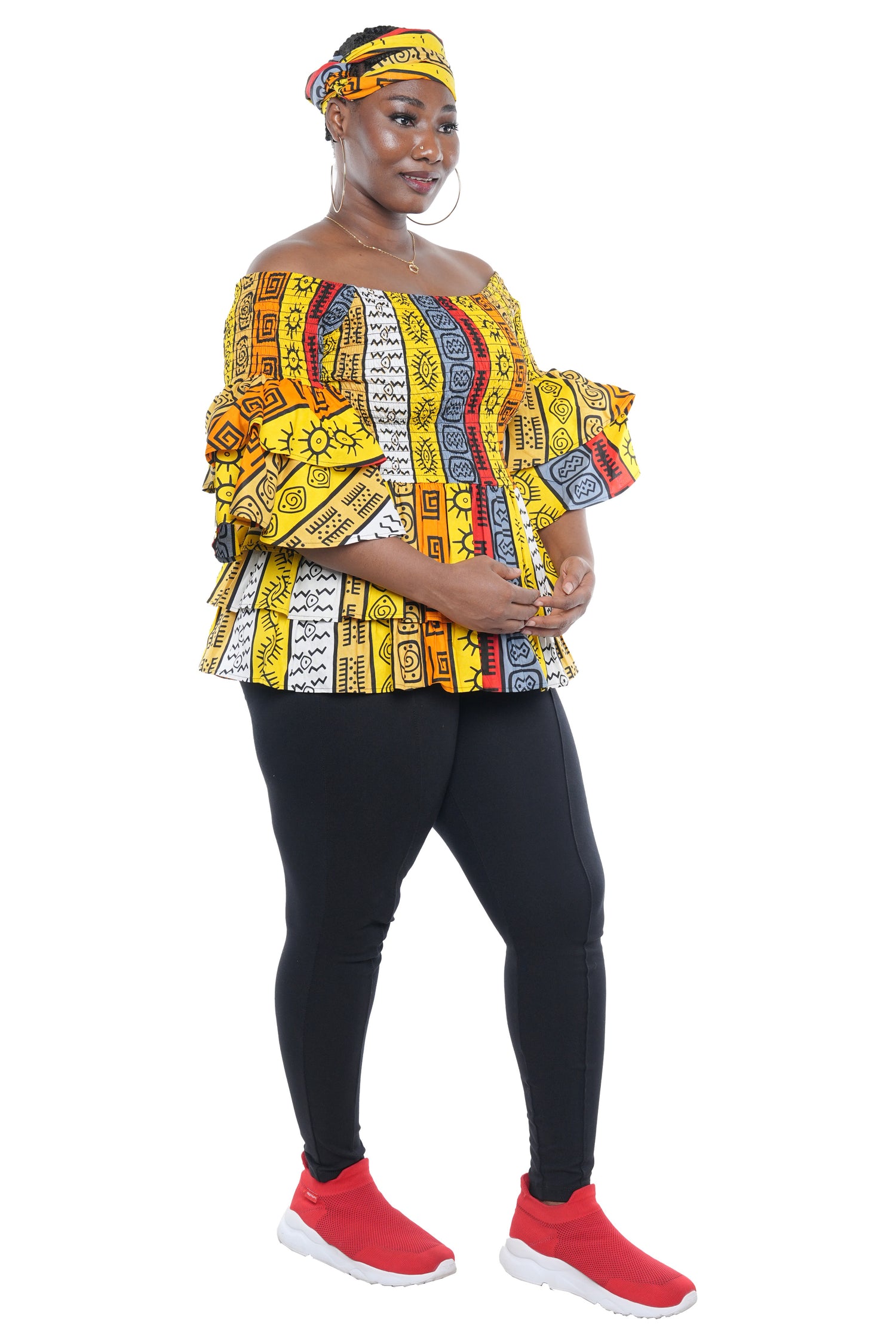 African Double Layer Smocked Top