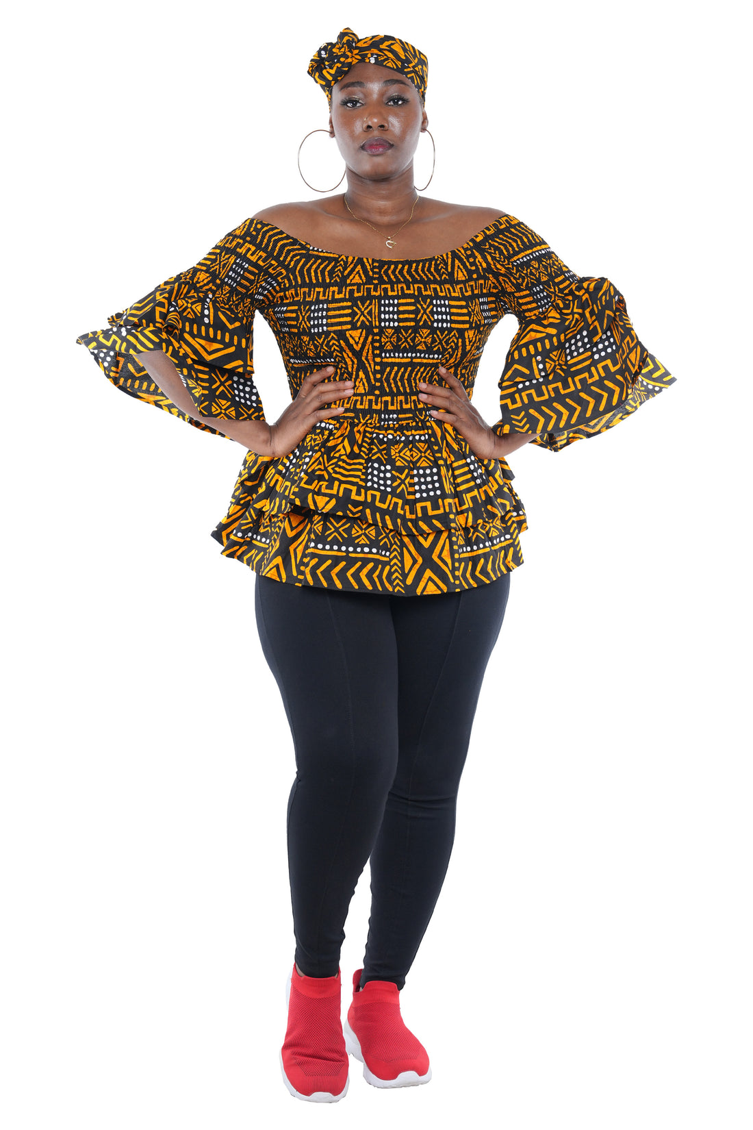 African Double Layer Smocked Top