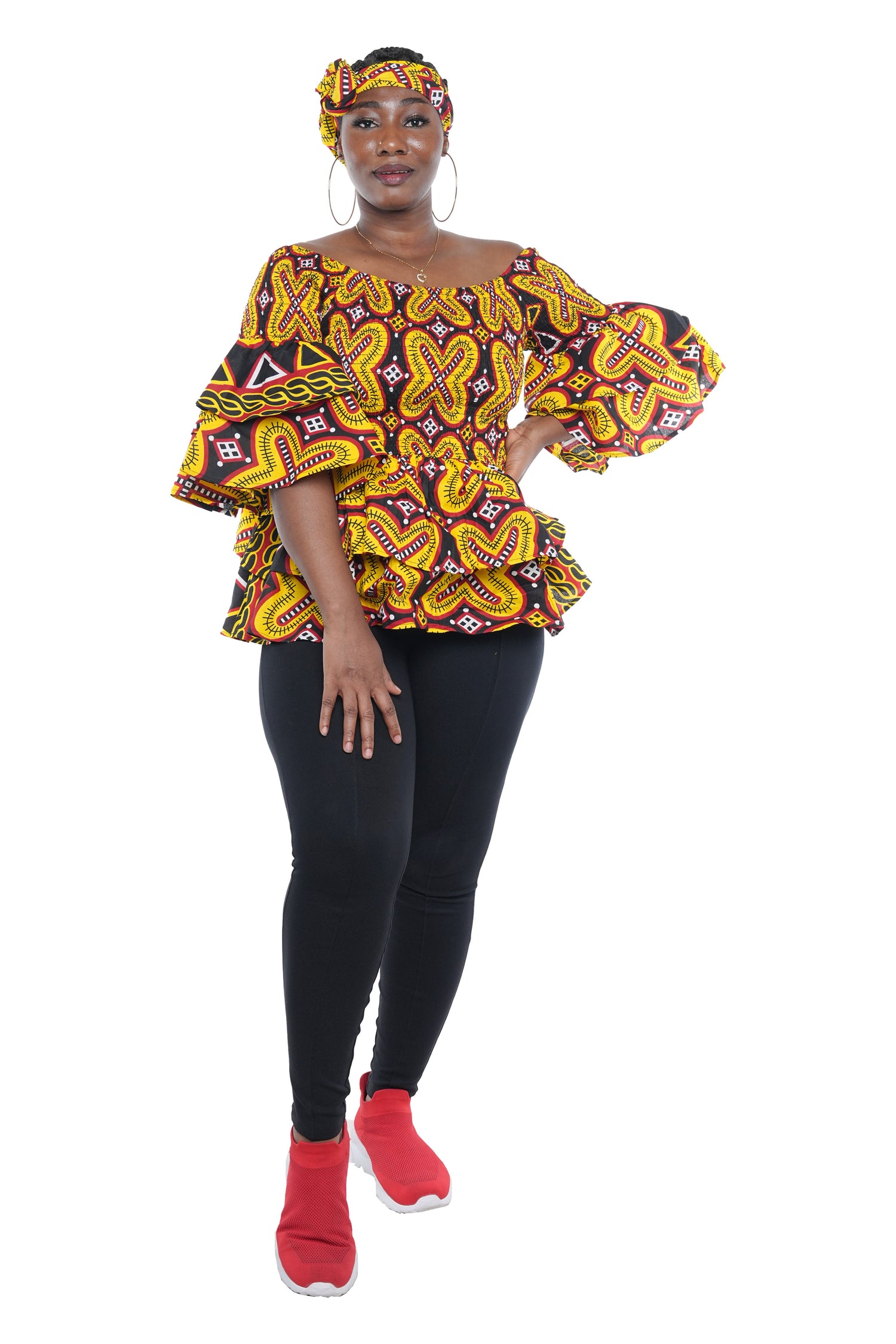 African Double Layer Smocked Top