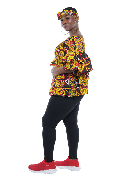 African Double Layer Smocked Top