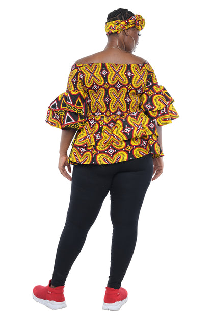 African Double Layer Smocked Top