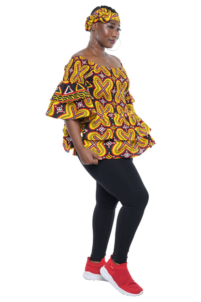 African Double Layer Smocked Top