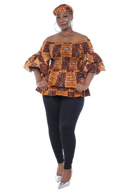 African Double Layer Smocked Top