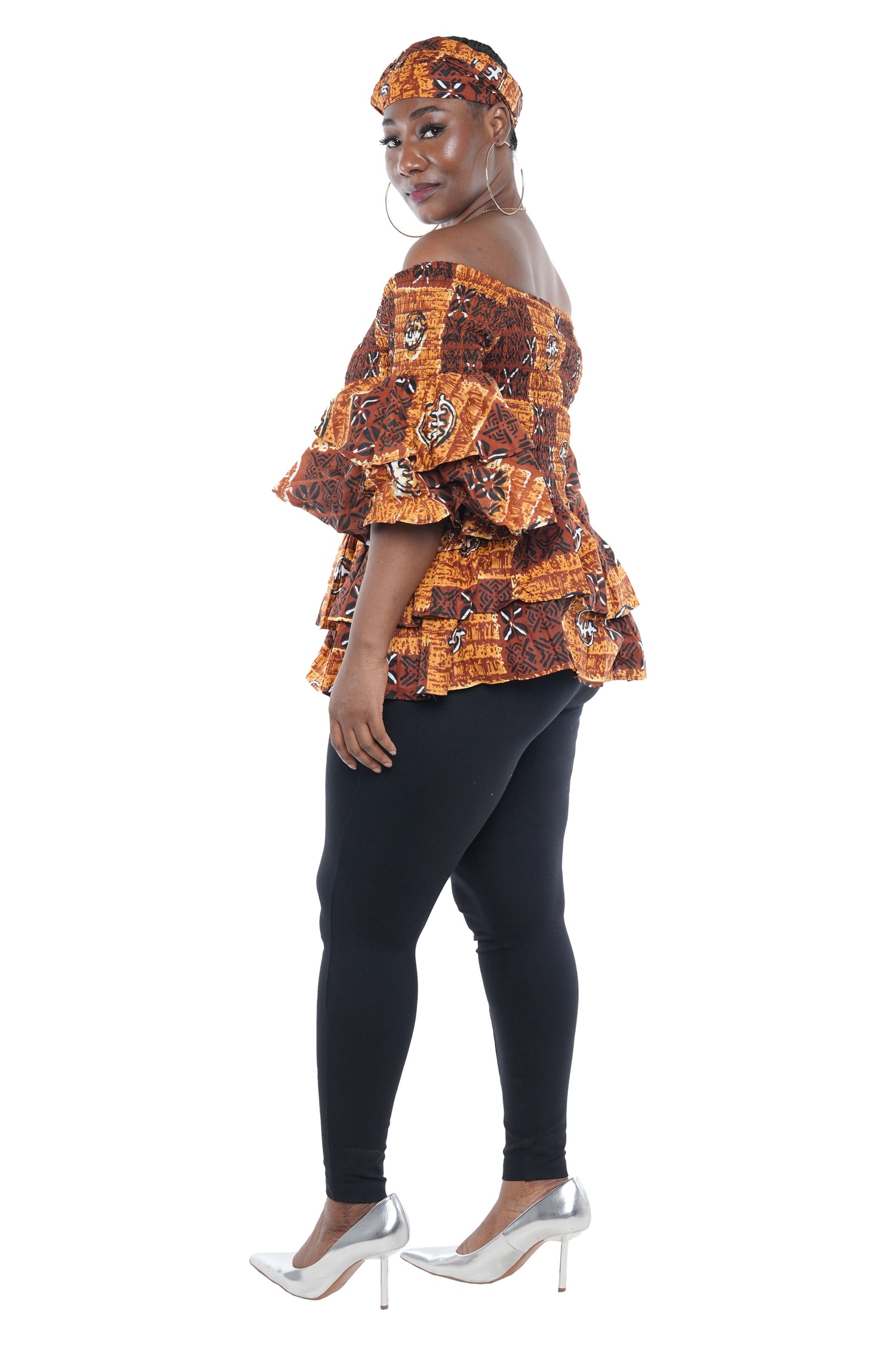 African Double Layer Smocked Top