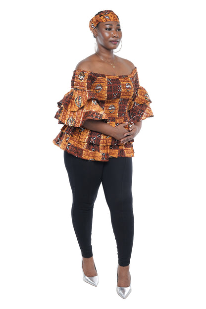 African Double Layer Smocked Top