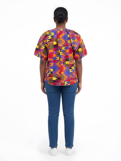 Women’s Button-Front Short Sleeve Top – One Size &amp; Plus Size