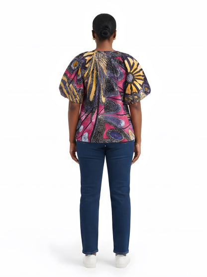 Women’s Button-Front Short Sleeve Top – One Size &amp; Plus Size