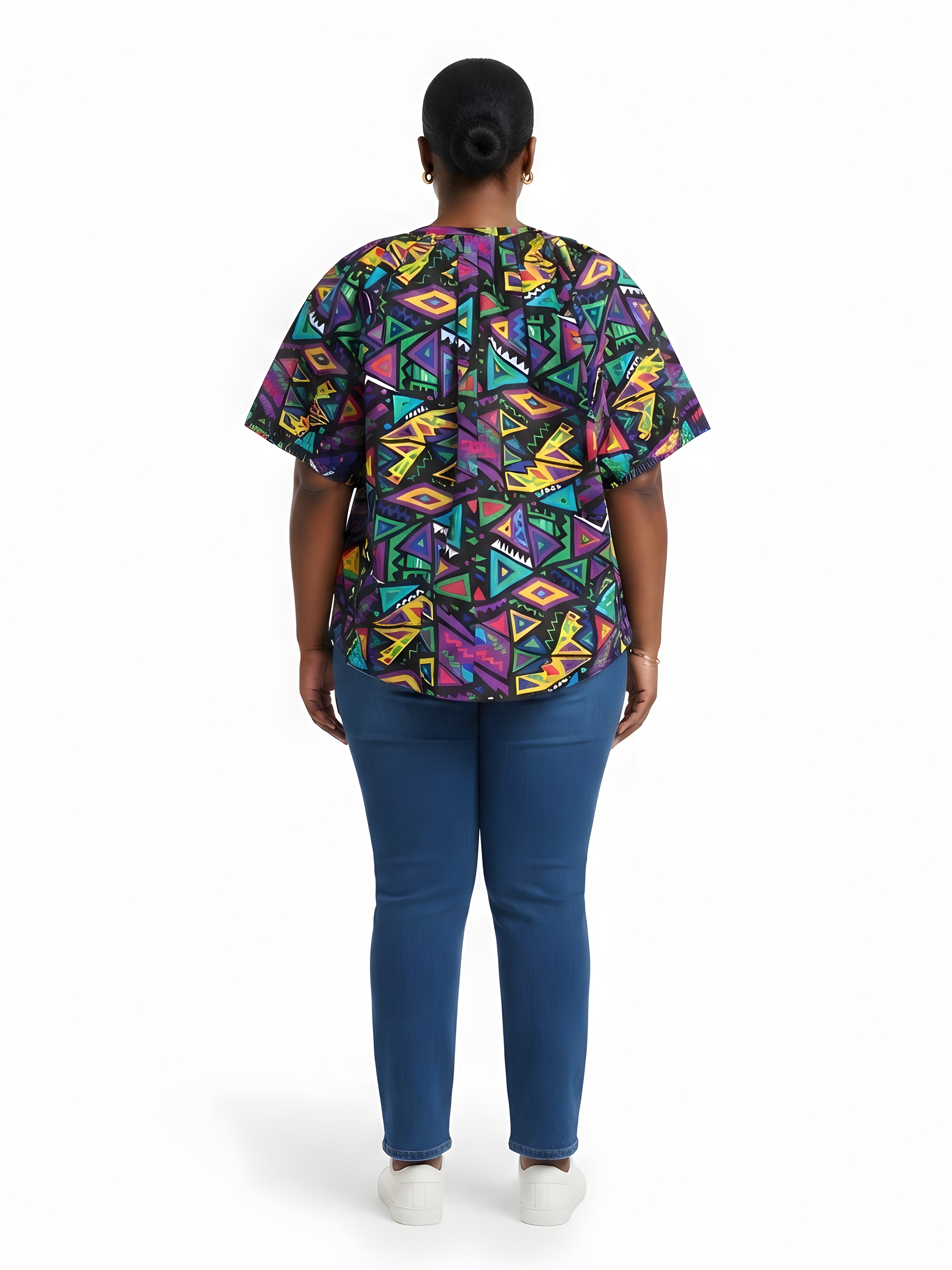 Women’s Button-Front Short Sleeve Top – One Size &amp; Plus Size