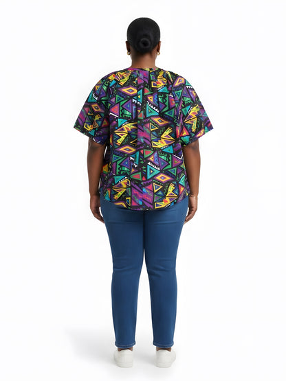 Women’s Button-Front Short Sleeve Top – One Size &amp; Plus Size
