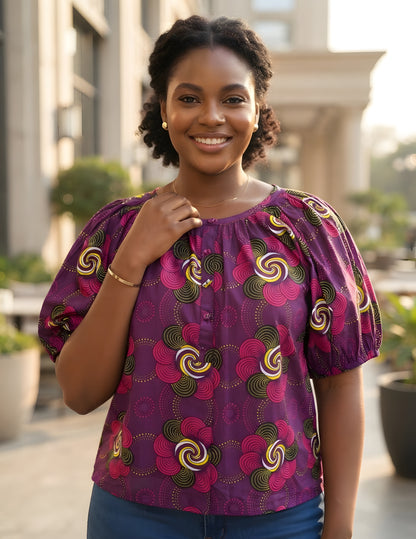 Women’s Button-Front Short Sleeve Top – One Size &amp; Plus Size