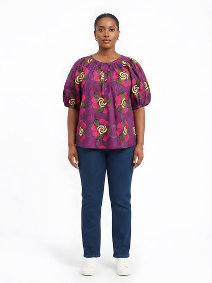 Women’s Button-Front Short Sleeve Top – One Size &amp; Plus Size