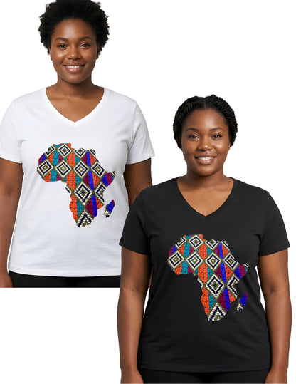 Women’s African Map Print T-Shirt | Stylish Ethnic Graphic Tee for Ladies
