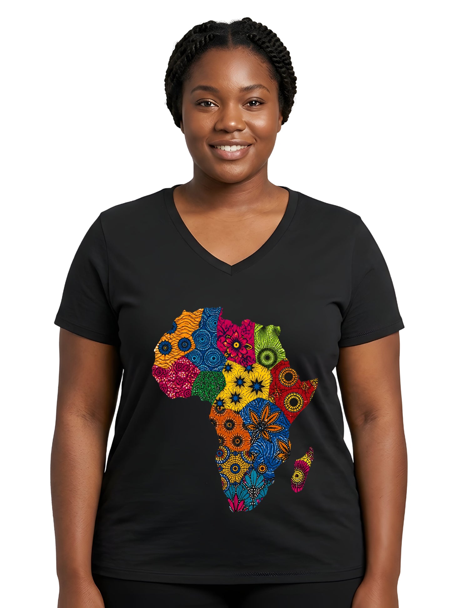 Africa Map Graphic V-Neck T-Shirt for Women