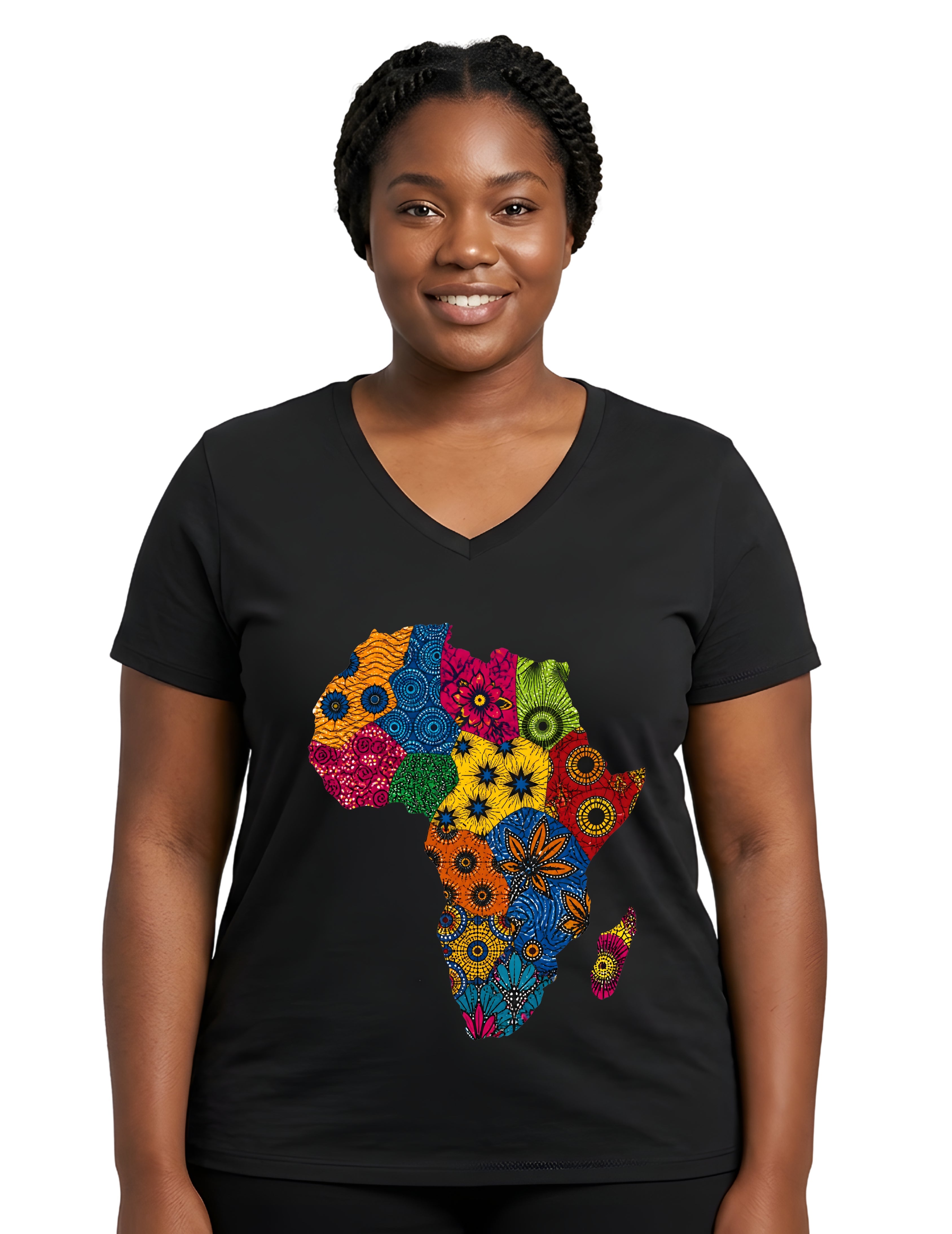 Africa Map Graphic V-Neck T-Shirt for Women