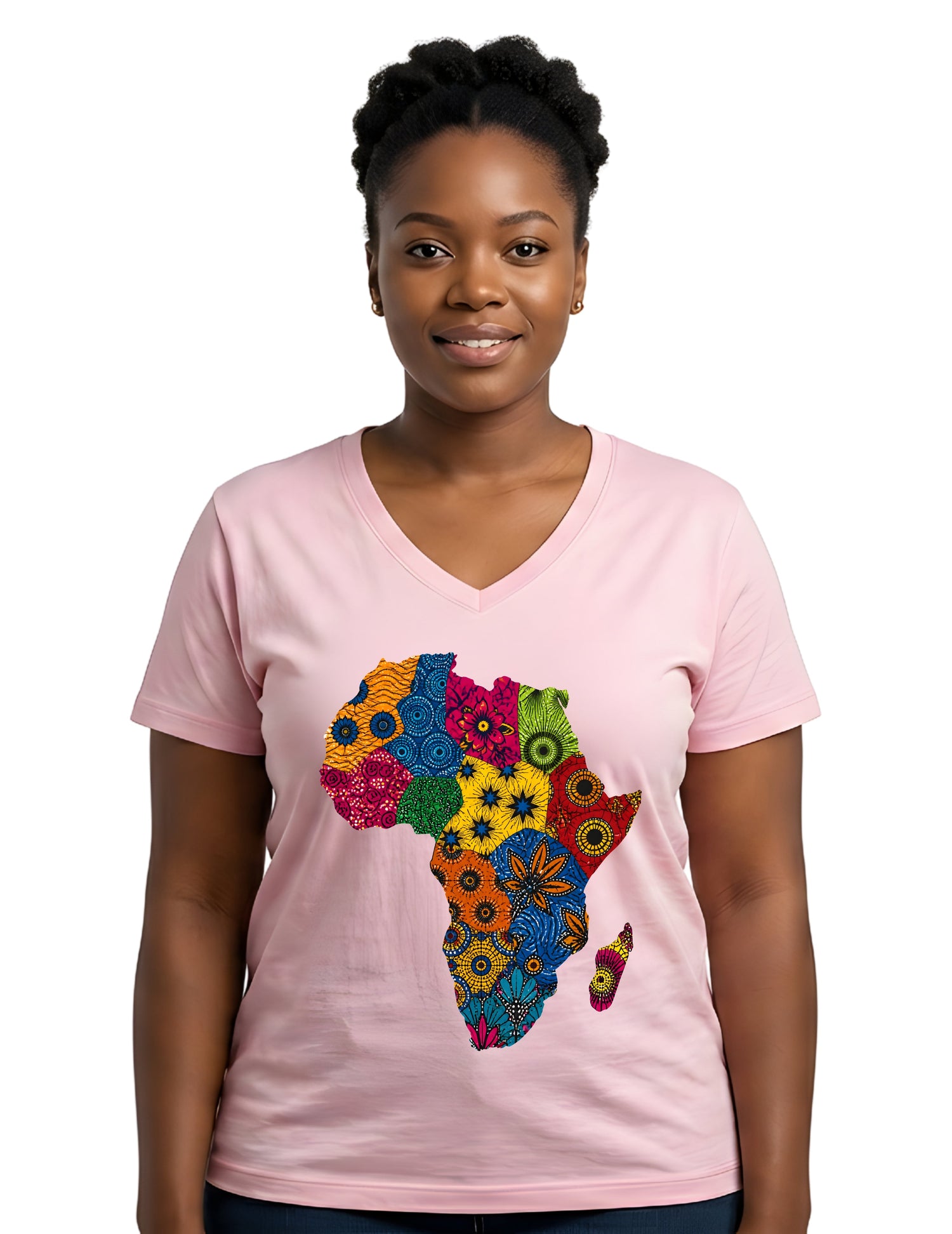 Africa Map Graphic V-Neck T-Shirt for Women