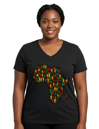 Women’s African Map Print T-Shirt | Stylish Ethnic Graphic Tee for Ladies