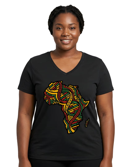 Women’s African Map Print T-Shirt | Stylish Ethnic Graphic Tee for Ladies