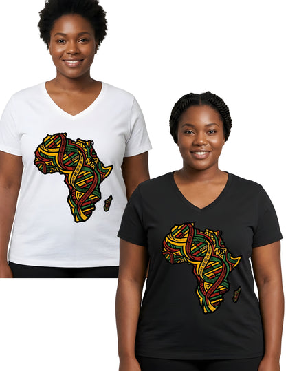 Women’s African Map Print T-Shirt | Stylish Ethnic Graphic Tee for Ladies