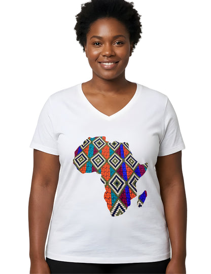 Women’s African Map Print T-Shirt | Stylish Ethnic Graphic Tee for Ladies