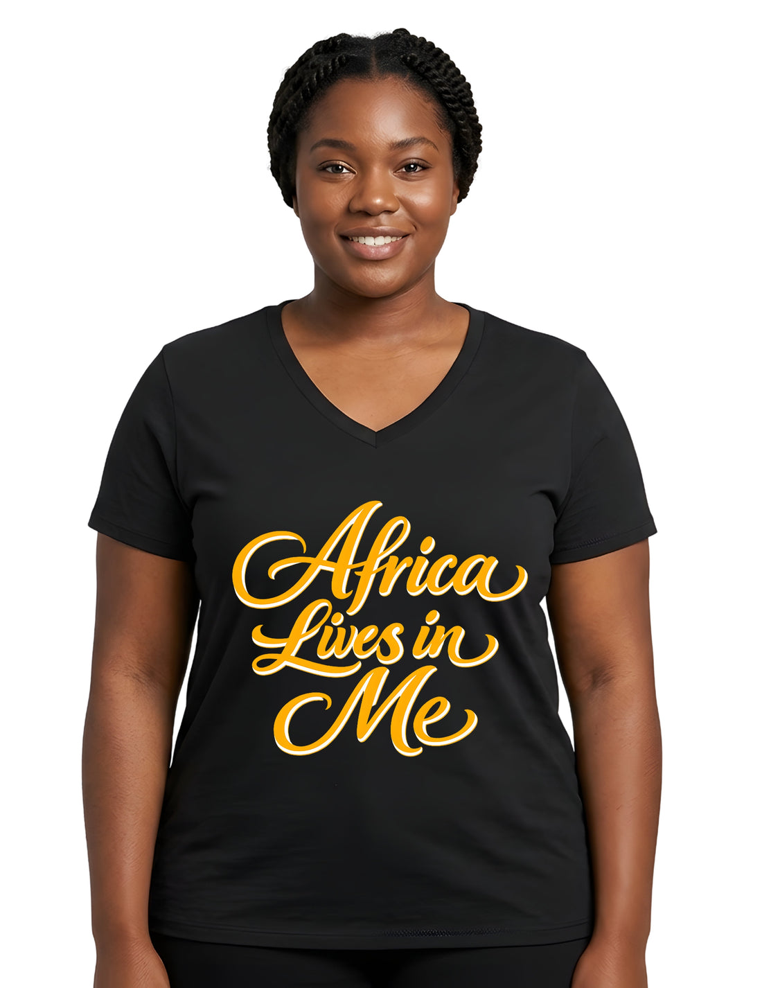 Africa Lives In Me Graphic V-Neck T-Shirt for Women