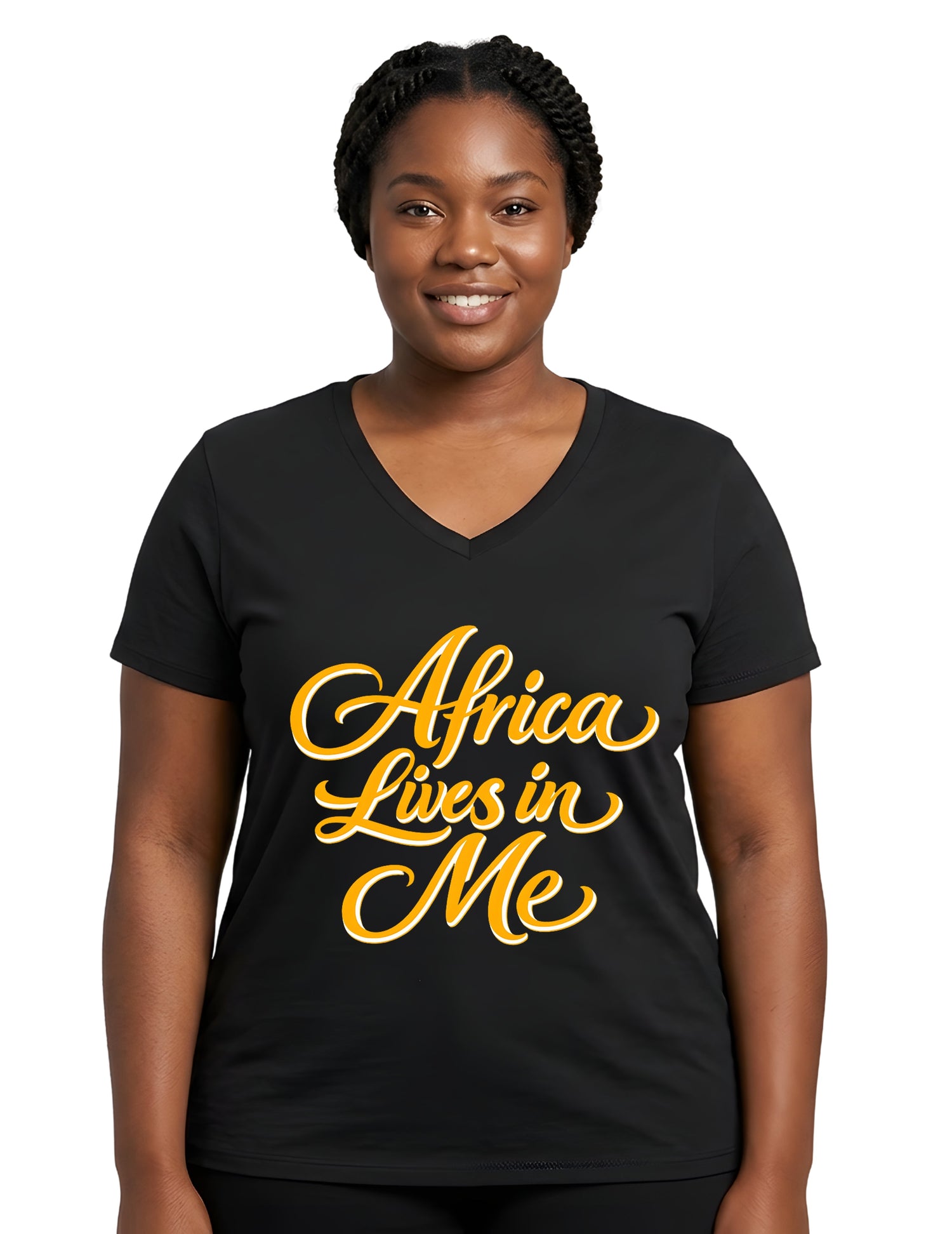 Africa Lives In Me Graphic V-Neck T-Shirt for Women