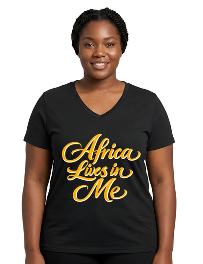 Africa Lives In Me Graphic V-Neck T-Shirt for Women