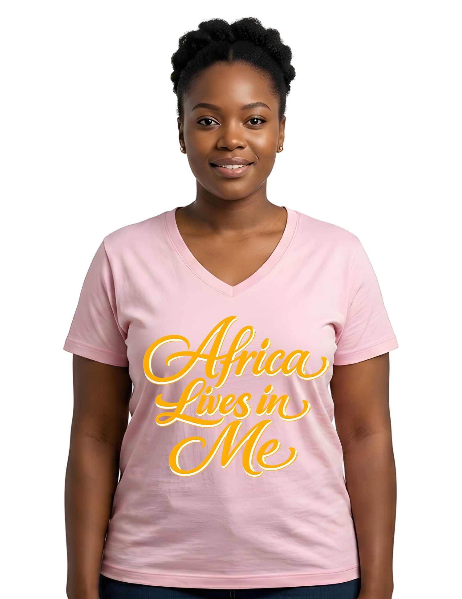Africa Lives In Me Graphic V-Neck T-Shirt for Women
