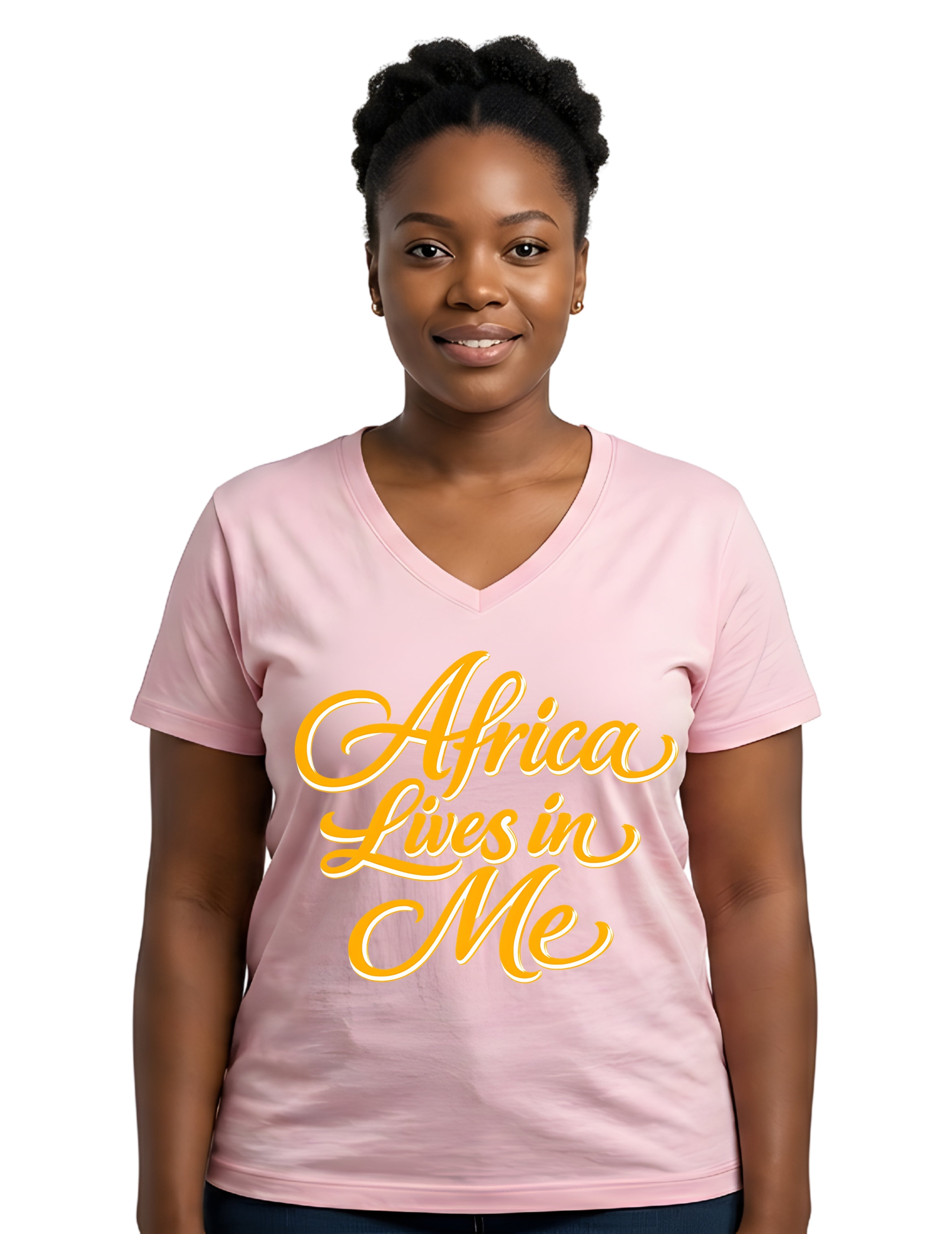 Africa Lives In Me Graphic V-Neck T-Shirt for Women
