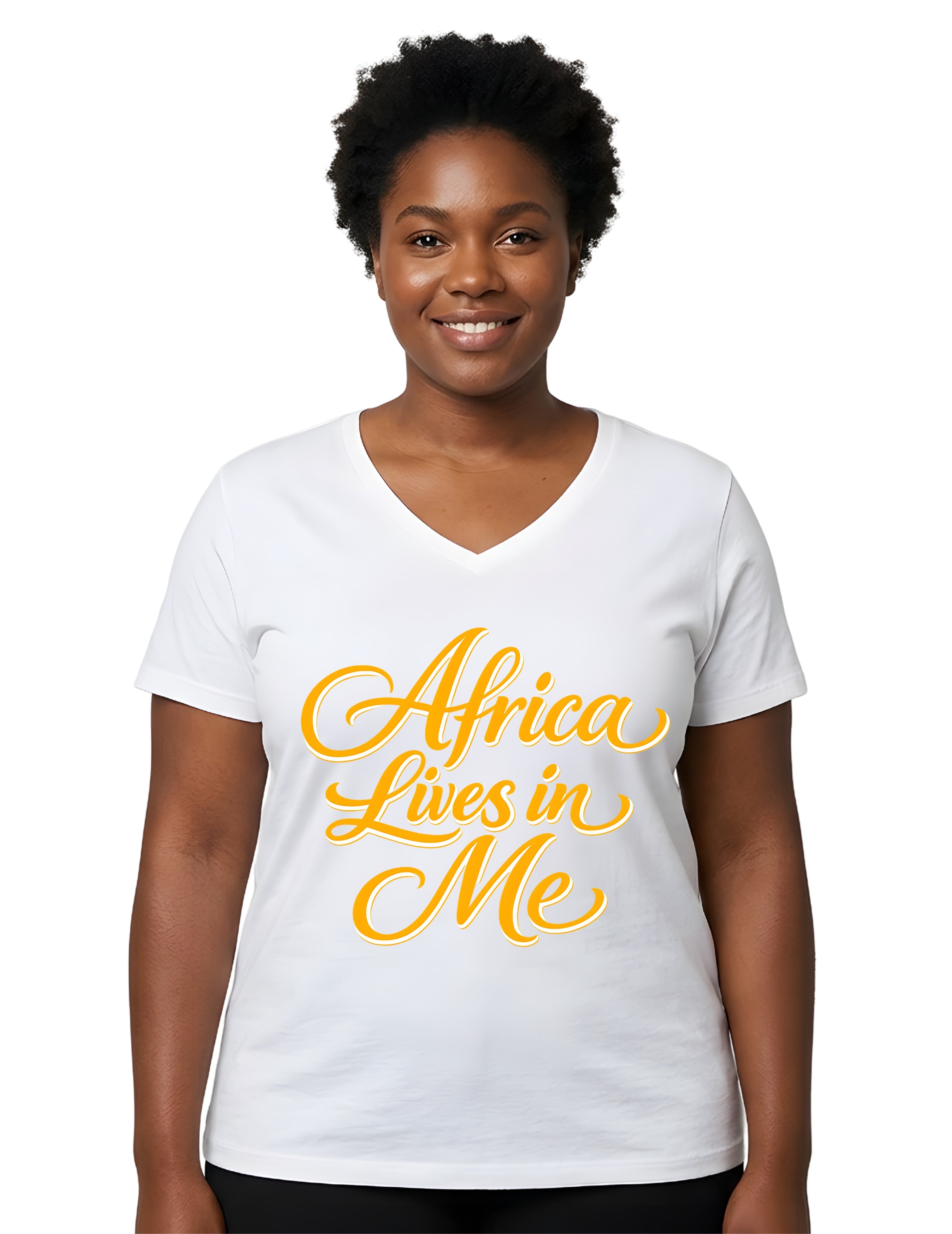 Africa Lives In Me Graphic V-Neck T-Shirt for Women