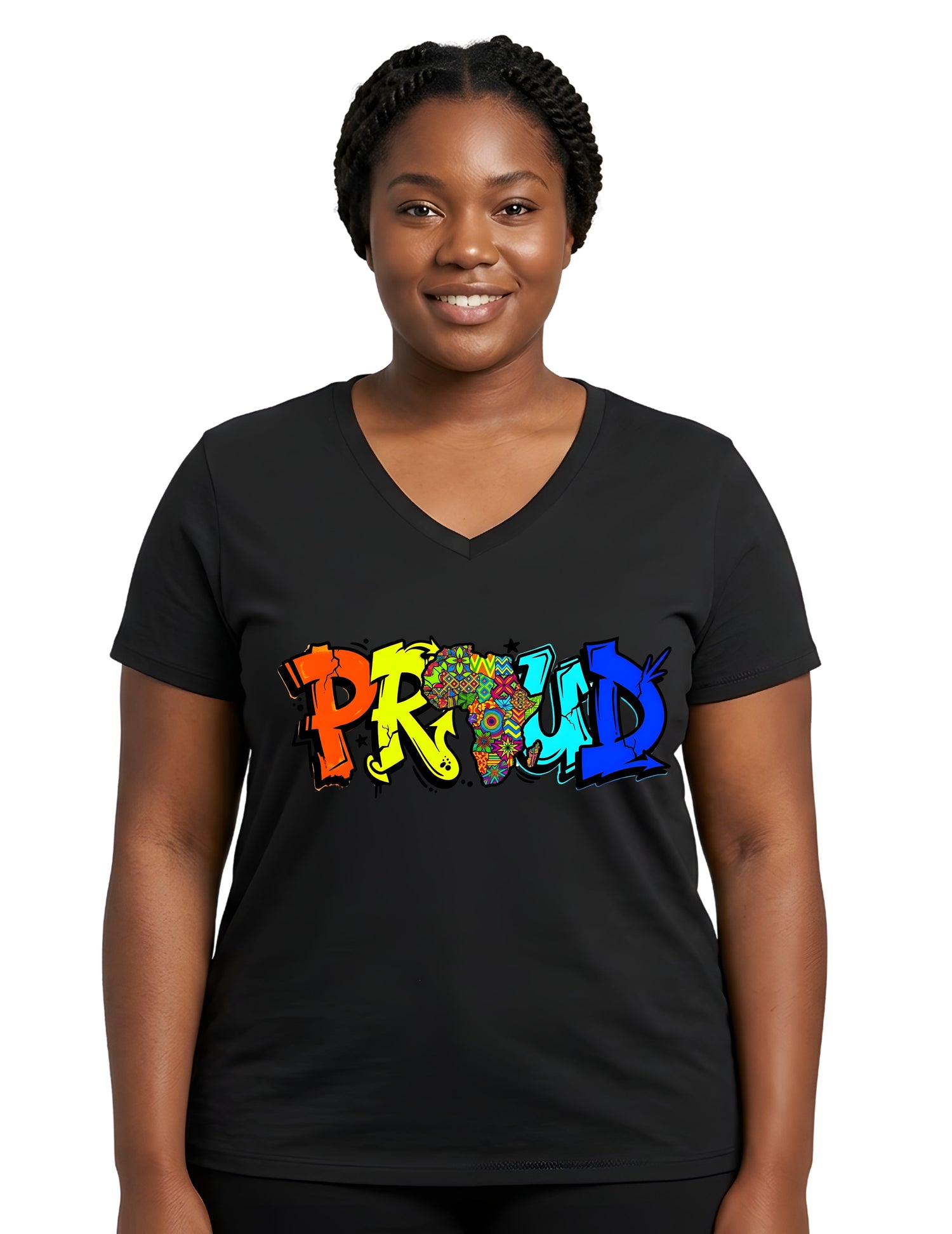 Africa Map Proud Graphic V-Neck T-Shirt for Women
