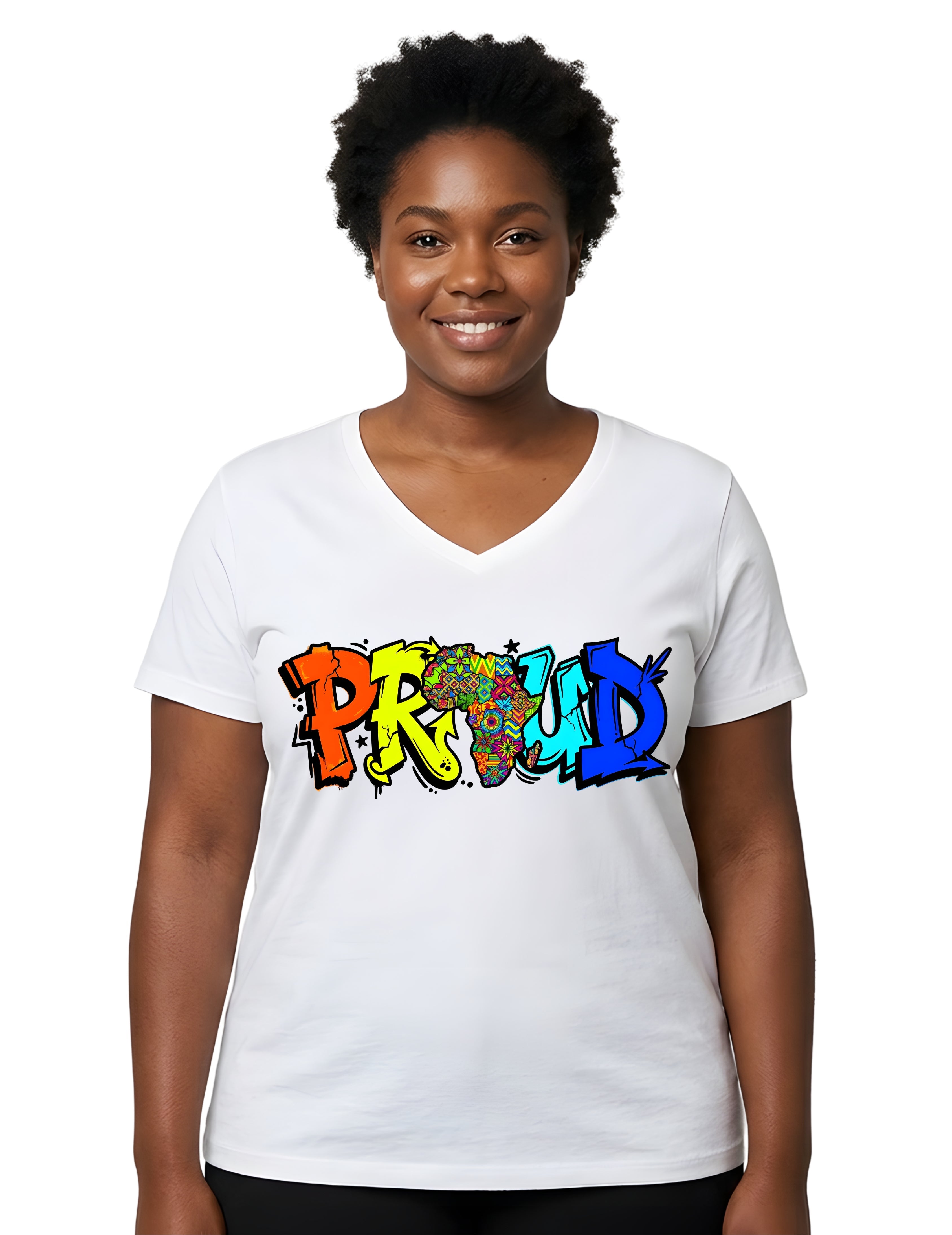 Africa Map Proud Graphic V-Neck T-Shirt for Women