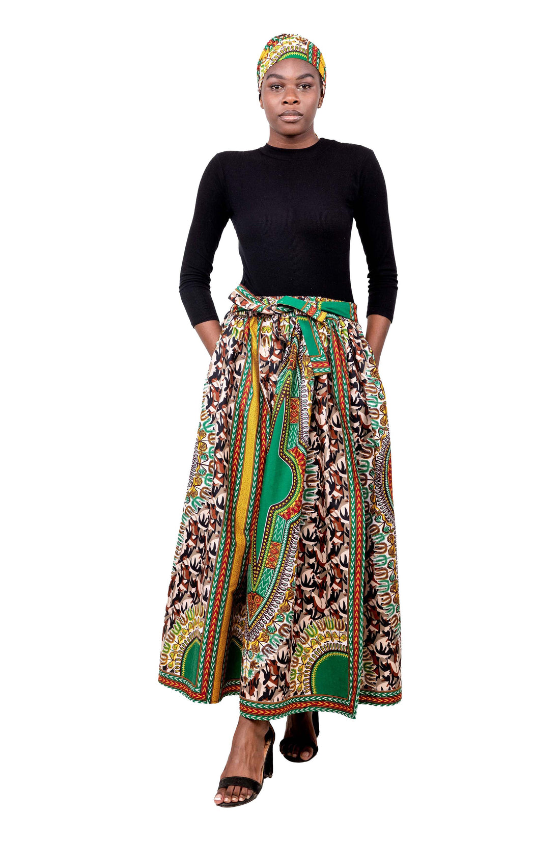 Dashiki Camouflage Long Maxi Skirt