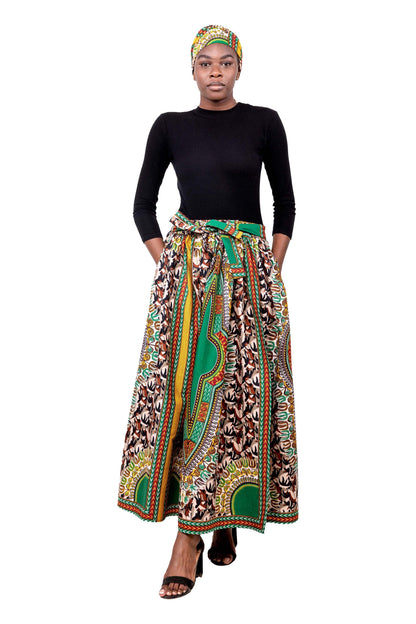 Dashiki Camouflage Long Maxi Skirt