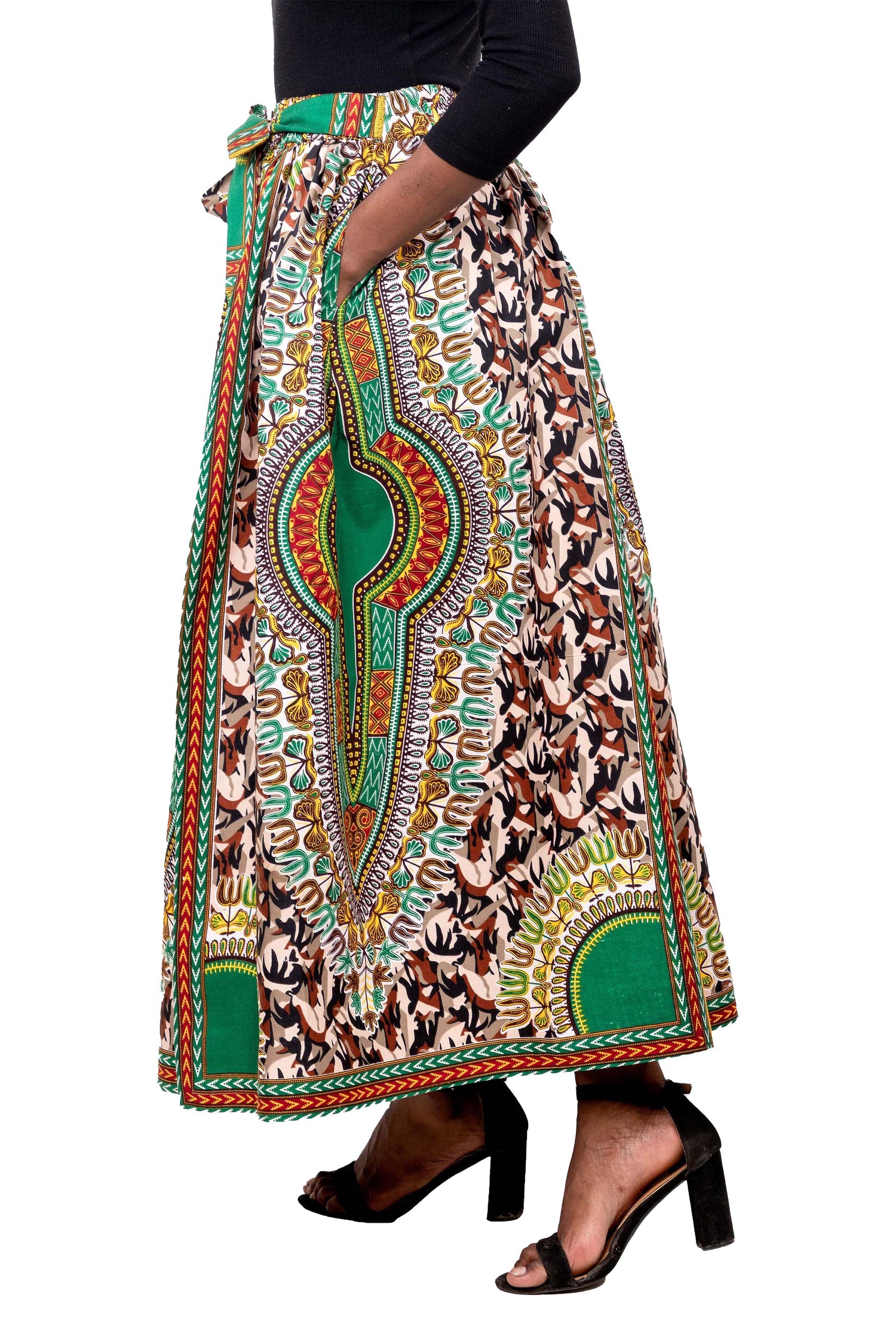Dashiki Camouflage Long Maxi Skirt