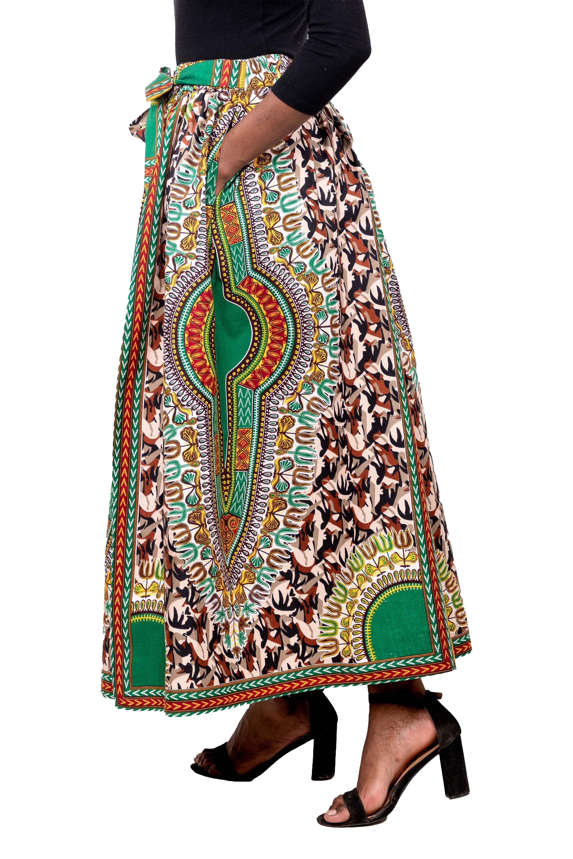Dashiki Camouflage Long Maxi Skirt