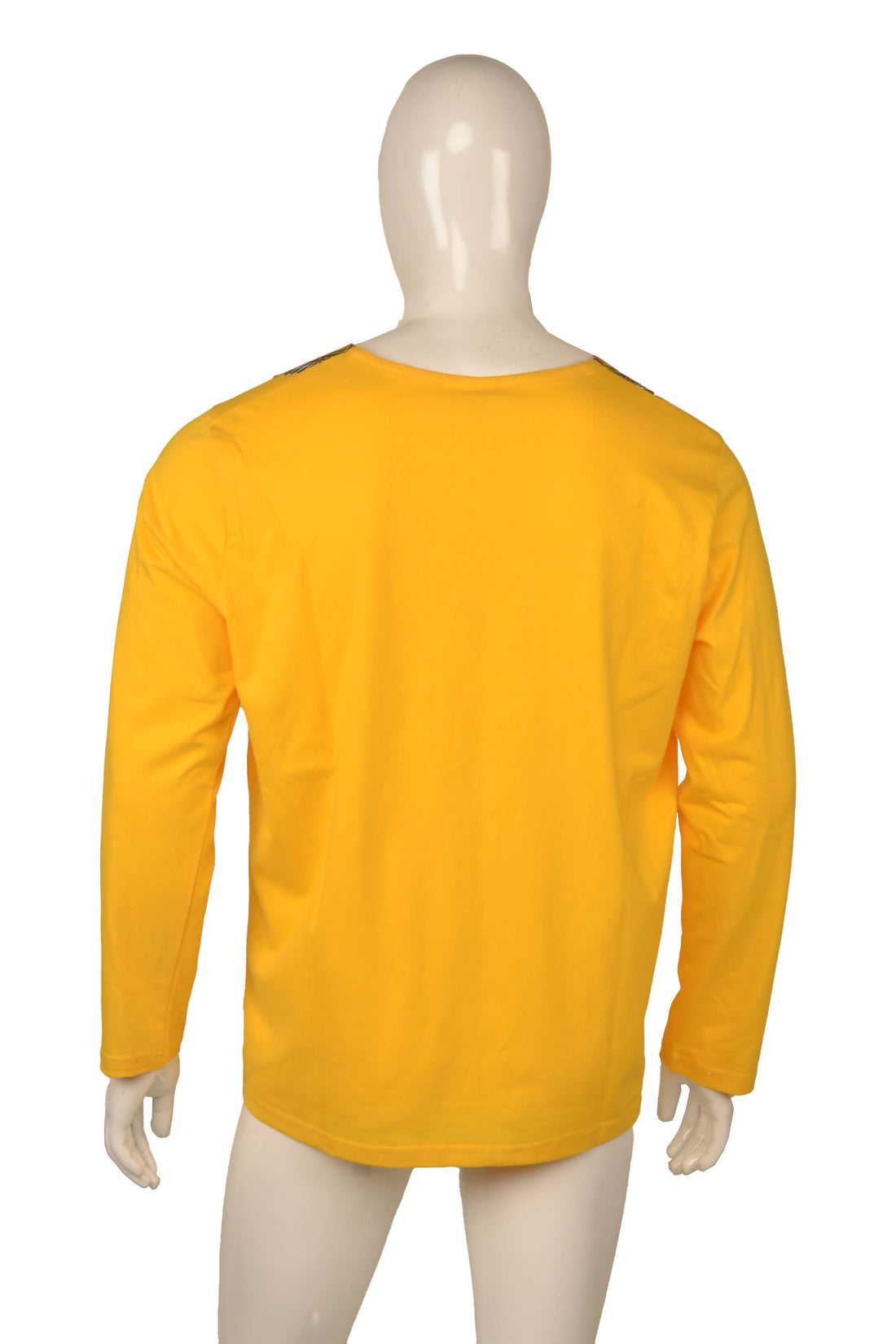 African Trim Long Sleeve T-Shirt for Men – 100% Cotton Dashiki Patch Top, African Clothing, Casual Ethnic Wear, Same Day Shipping