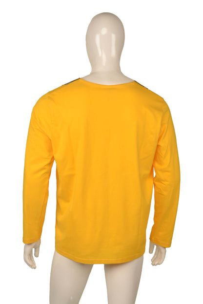 African Trim Long Sleeve T-Shirt for Men – 100% Cotton Dashiki Patch Top, African Clothing, Casual Ethnic Wear, Same Day Shipping