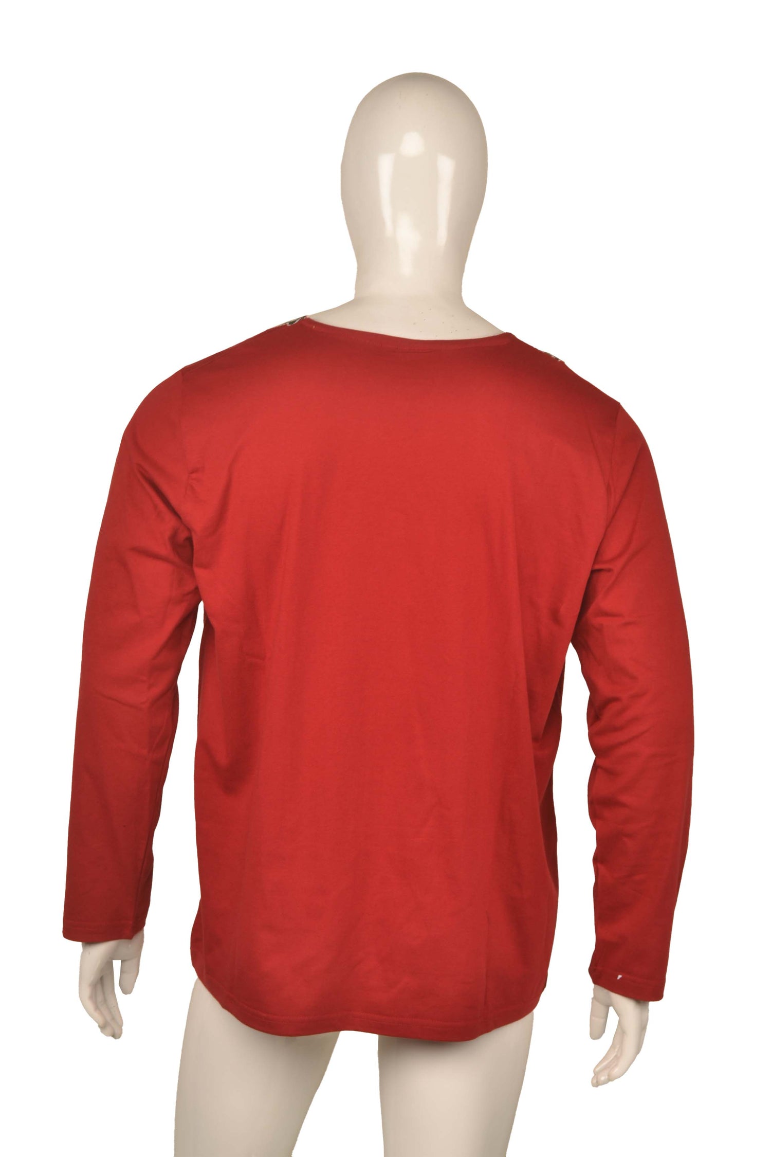 African Trim Long Sleeve T-Shirt for Men – 100% Cotton Dashiki Patch Top, African Clothing, Casual Ethnic Wear, Same Day Shipping