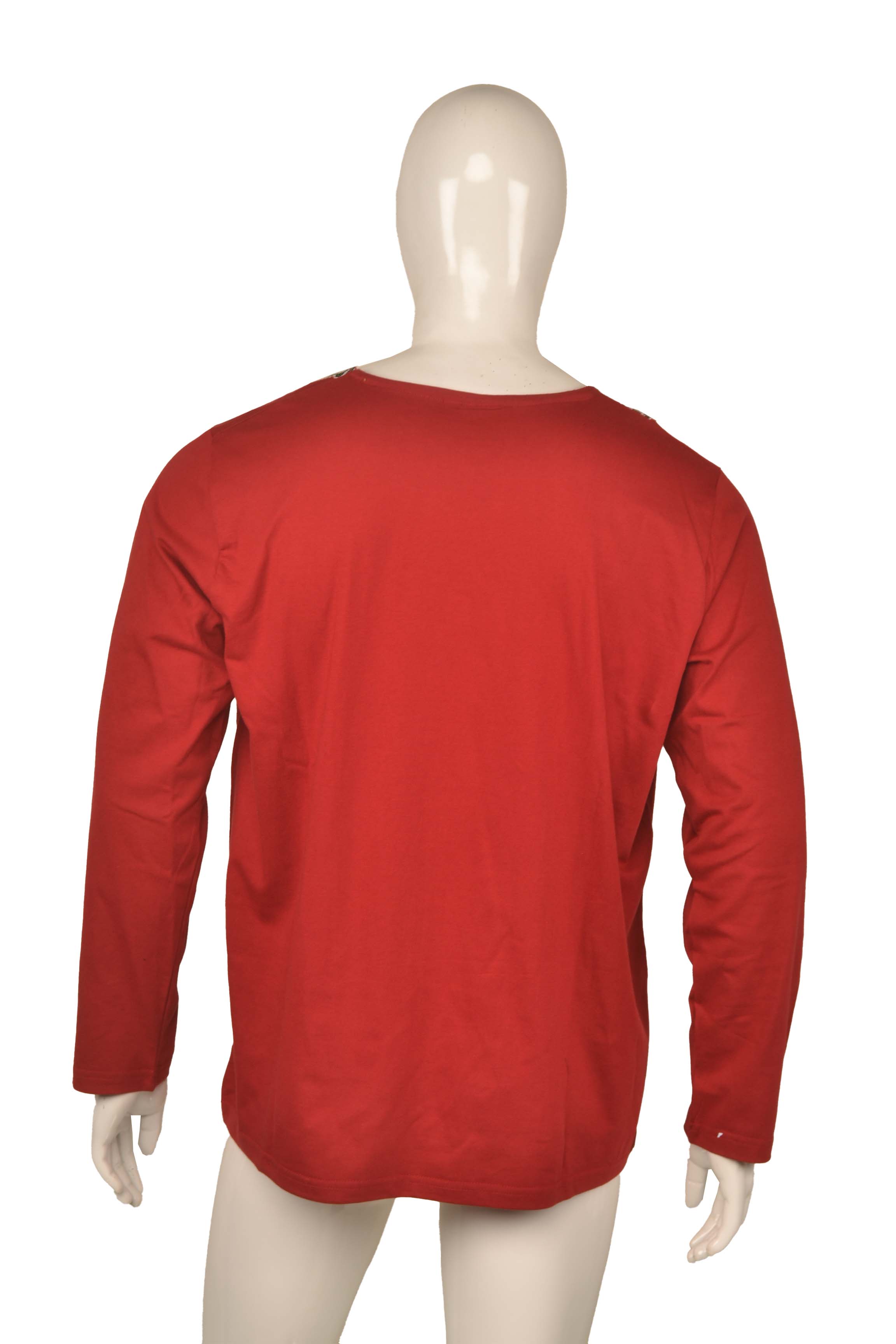 African Trim Long Sleeve T-Shirt for Men – 100% Cotton Dashiki Patch Top, African Clothing, Casual Ethnic Wear, Same Day Shipping