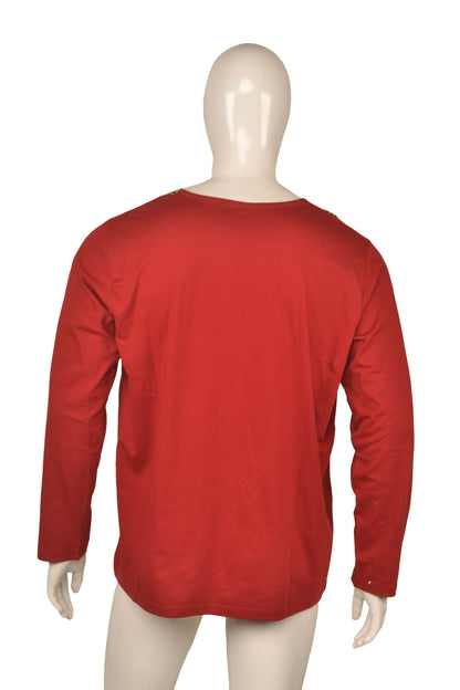 African Trim Long Sleeve T-Shirt for Men – 100% Cotton Dashiki Patch Top, African Clothing, Casual Ethnic Wear, Same Day Shipping