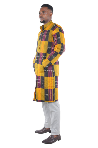 African Kente print trench coat for men 100% cotton lined