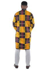 African Kente print trench coat for men 100% cotton lined