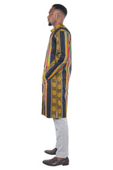 Kente African print men’s trench coat