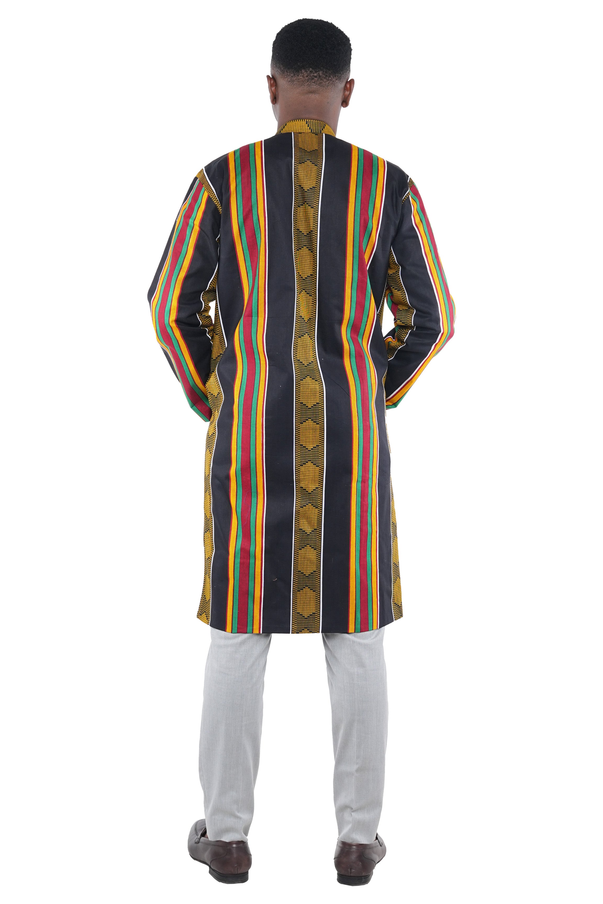 Kente African print men’s trench coat
