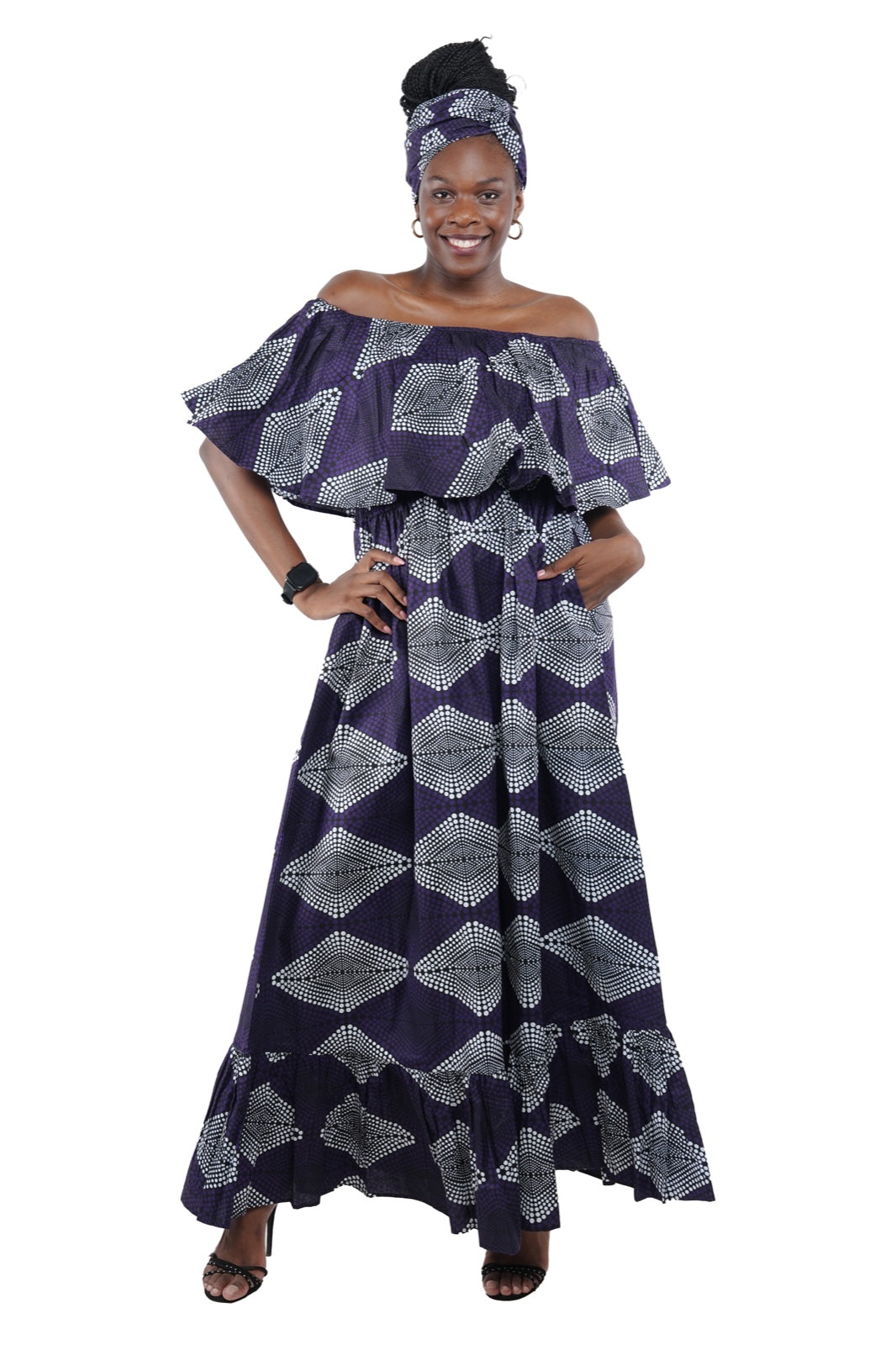 Ankara Printed Fit and Flare Maxi Dress